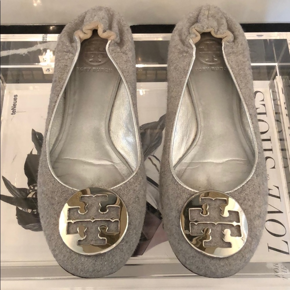 Classic Gray Flannel Tory Burch Ballet Flats 8.5M